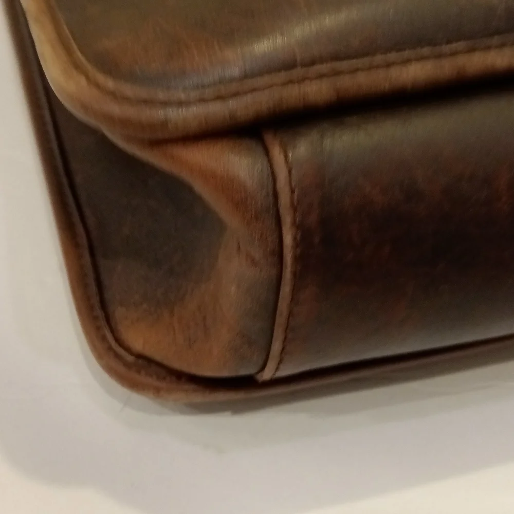 All Leather Distressed Briefcase Portfolio Brown
